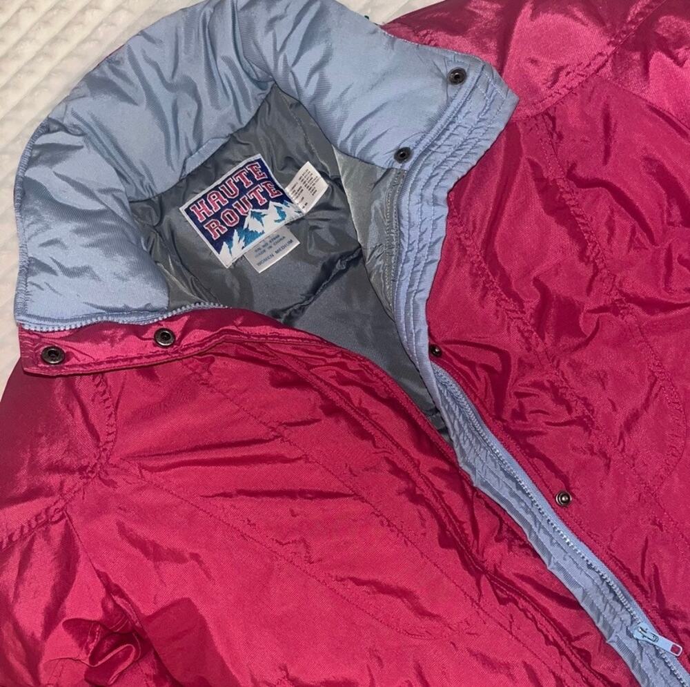 vintage 80s Haute Route pink puffer ski jacket sz M